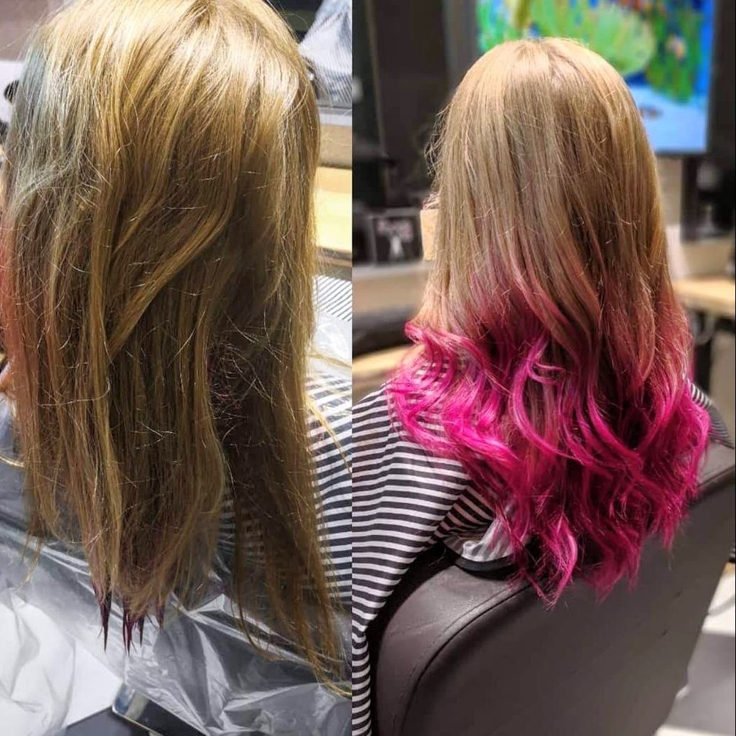 rozā mati, pink ombre, košas matu šķipsnas, frizieris Pārdaugavā 